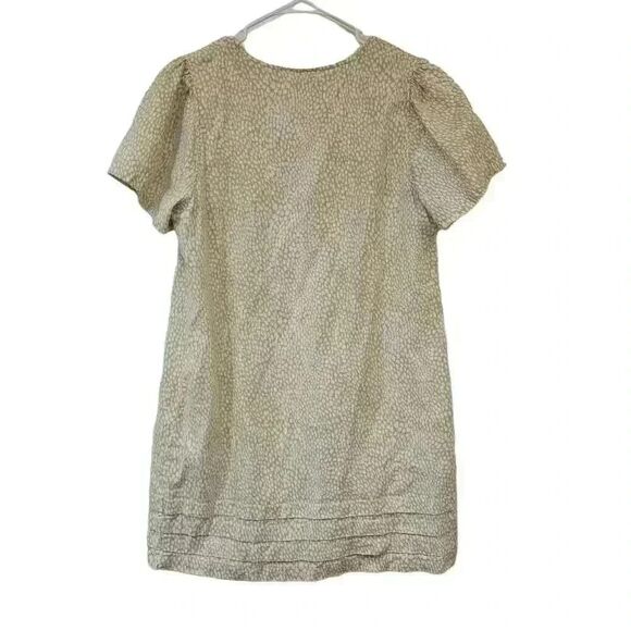 Nicole Miller Women's Green & White Floral Linen/Viscose V-Neck Short Sleeve Ple - Picture 6 of 14